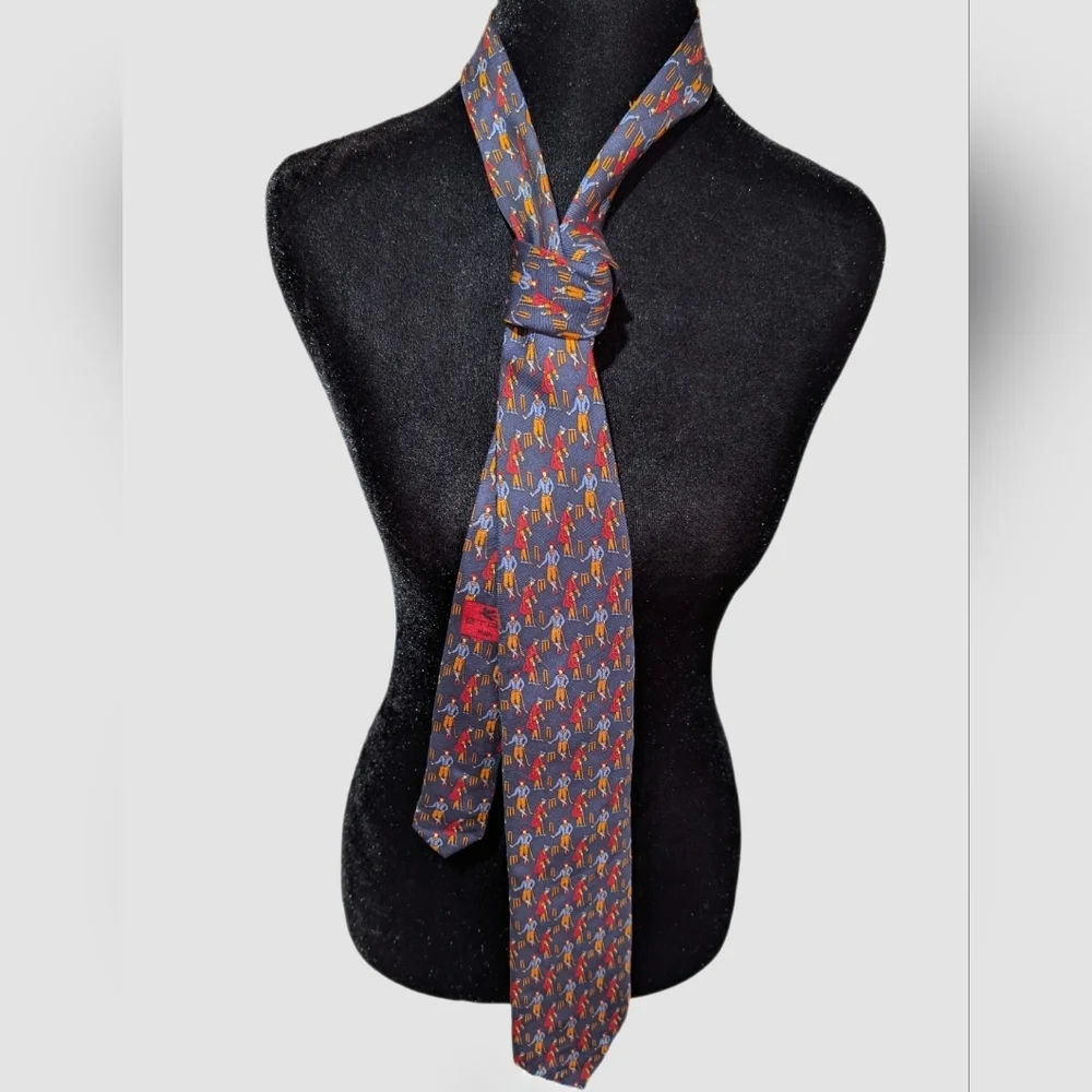 Etro Milano Tie Croquet Novelty Print 100%silk Preppy Luxury Designer